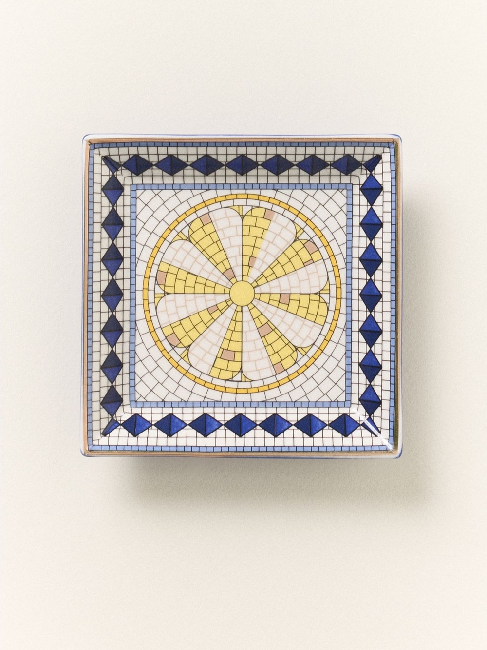 Anthropologie Bistro Tile Stoneware 24k Gold Accent Italia Trinket Dish